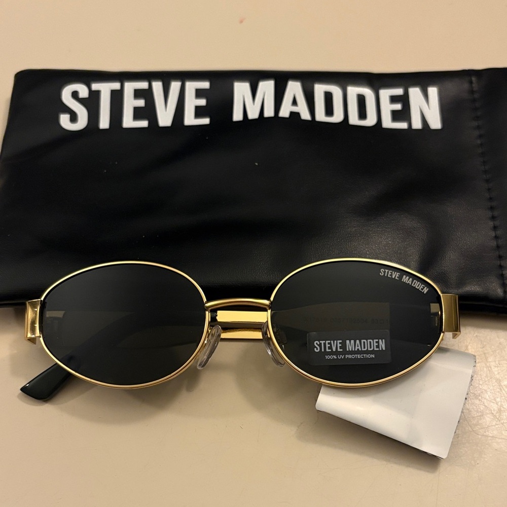 Steve Madden Black and Gold Oval Sunglasses